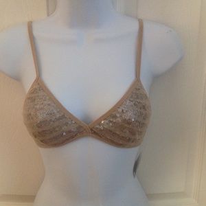 SOLD - Chan Luu Beige Silver Sequin Bra Size S